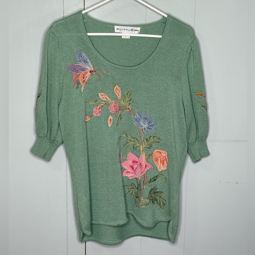 Umi Collection Anne Crimmins 80s Vintage Floral Art to Wear Sweater Grannycore